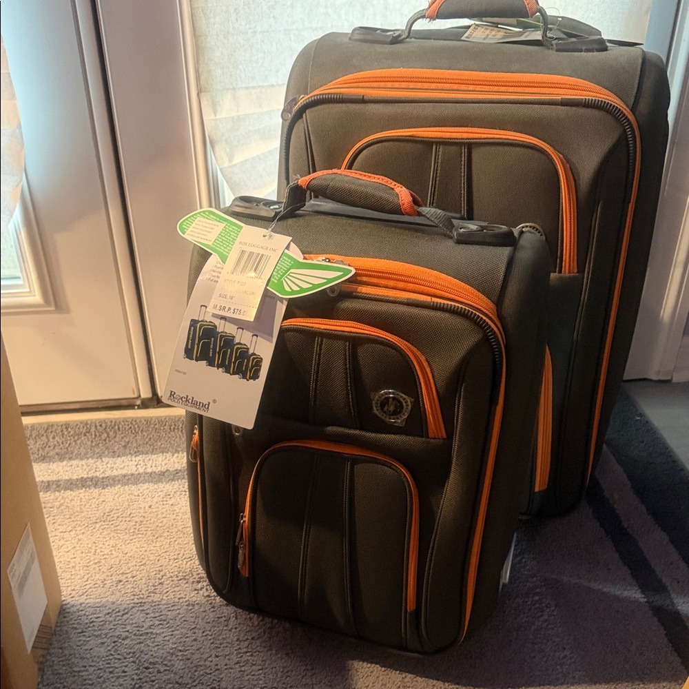 Rockland Charcoal and Orange Travel Bag SET